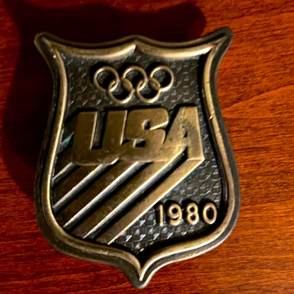 Solid brass USA 1980 Olympic Belt Buckle